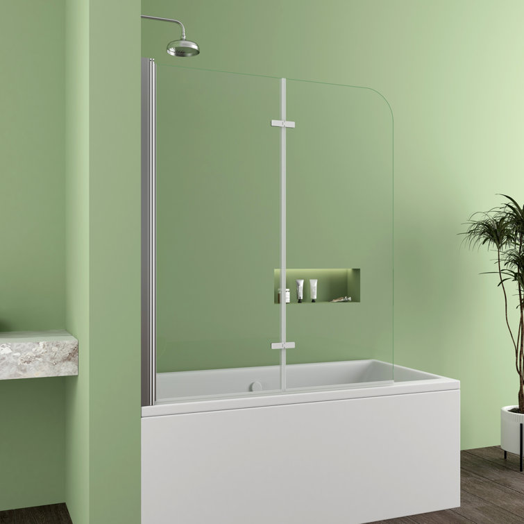 47" x 55" Frameless Clear Glass Tub Door with Silver Hardware