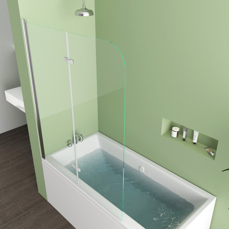 47" x 55" Frameless Clear Glass Tub Door with Silver Hardware