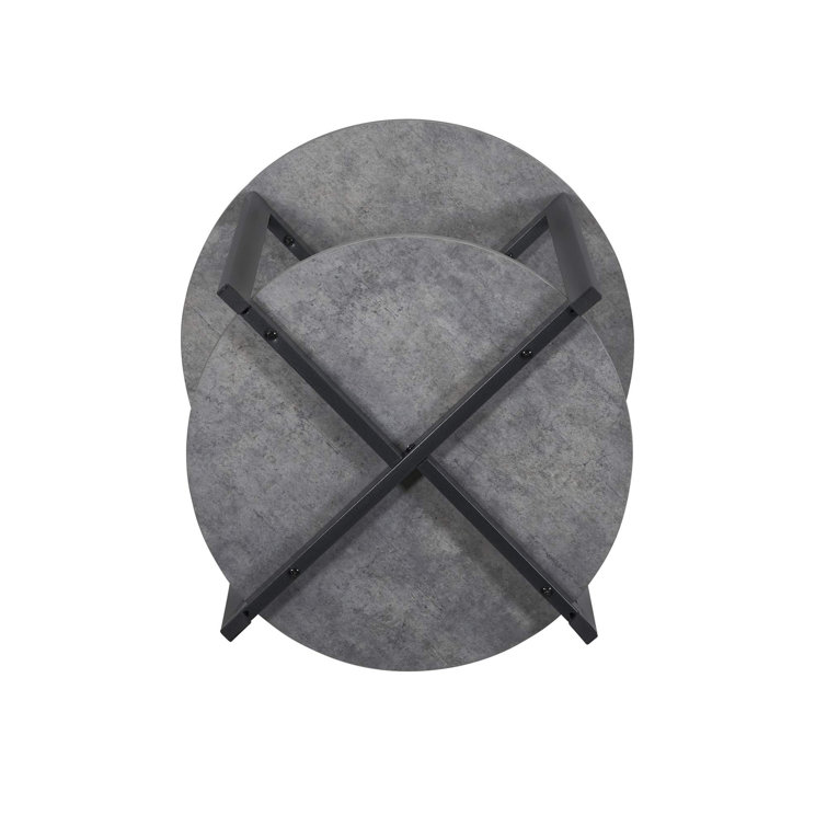 Greystone Faux Concrete & Black Metal Round 2-Tier End Table