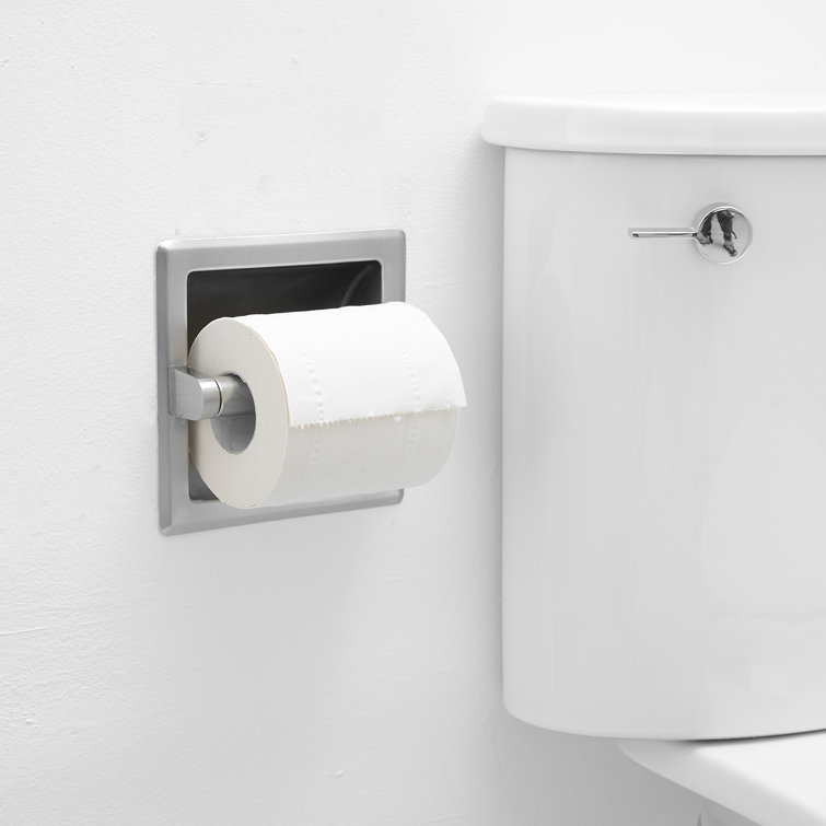 Brushed Nickel Recessed Wall-Mounted Toilet Paper Holder