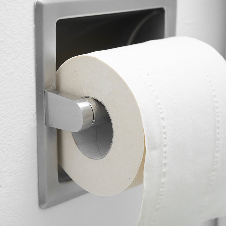 Brushed Nickel Recessed Wall-Mounted Toilet Paper Holder