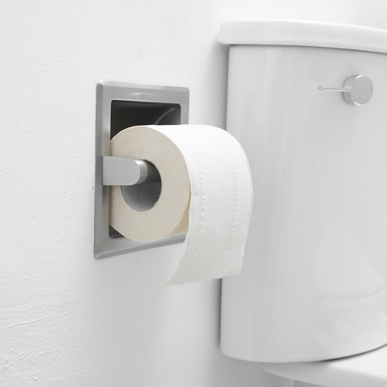 Brushed Nickel Recessed Wall-Mounted Toilet Paper Holder
