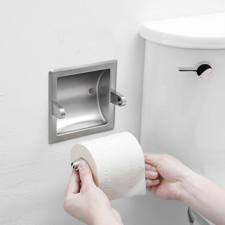 Brushed Nickel Recessed Wall-Mounted Toilet Paper Holder