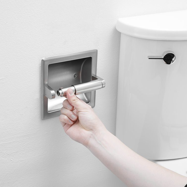 Brushed Nickel Recessed Wall-Mounted Toilet Paper Holder