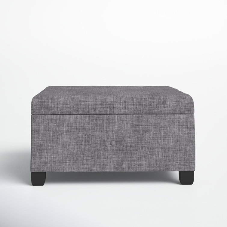 Charcoal Tufted Square Storage Ottoman with Graduated Legs