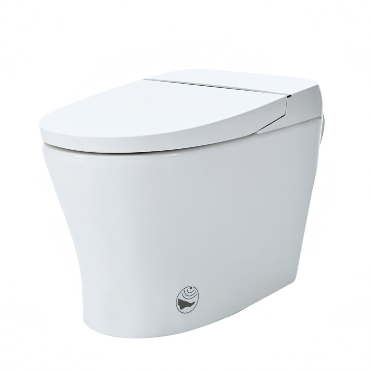 White Ceramic Elongated Smart Bidet Toilet with Dual Flush