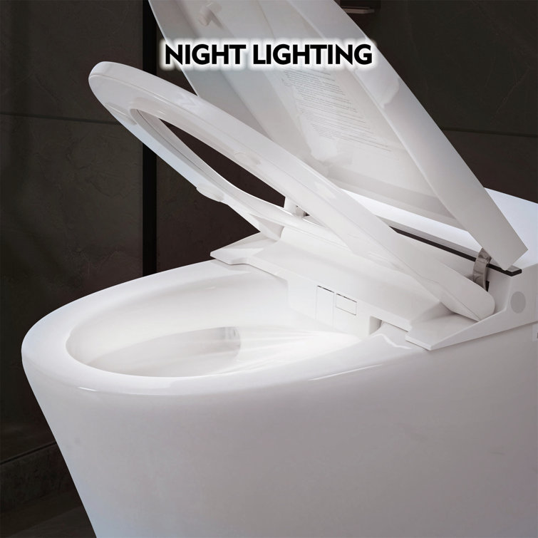 White Ceramic Elongated Smart Bidet Toilet with Dual Flush