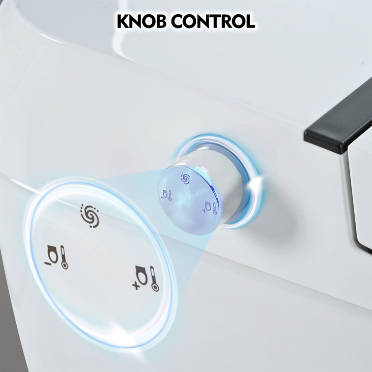 White Ceramic Elongated Smart Bidet Toilet with Dual Flush