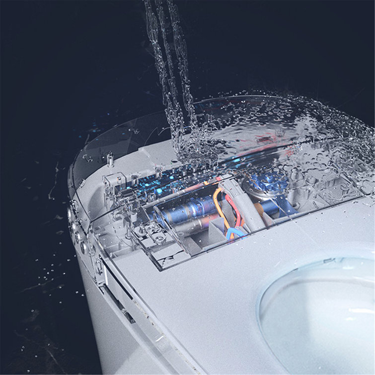 White Ceramic Elongated Smart Bidet Toilet with Dual Flush
