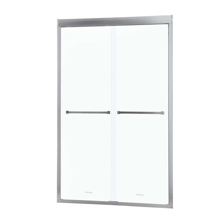 48" Brushed Nickel Semi-Frameless Sliding Shower Door with Clear Glass