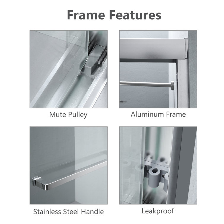 48" Brushed Nickel Semi-Frameless Sliding Shower Door with Clear Glass