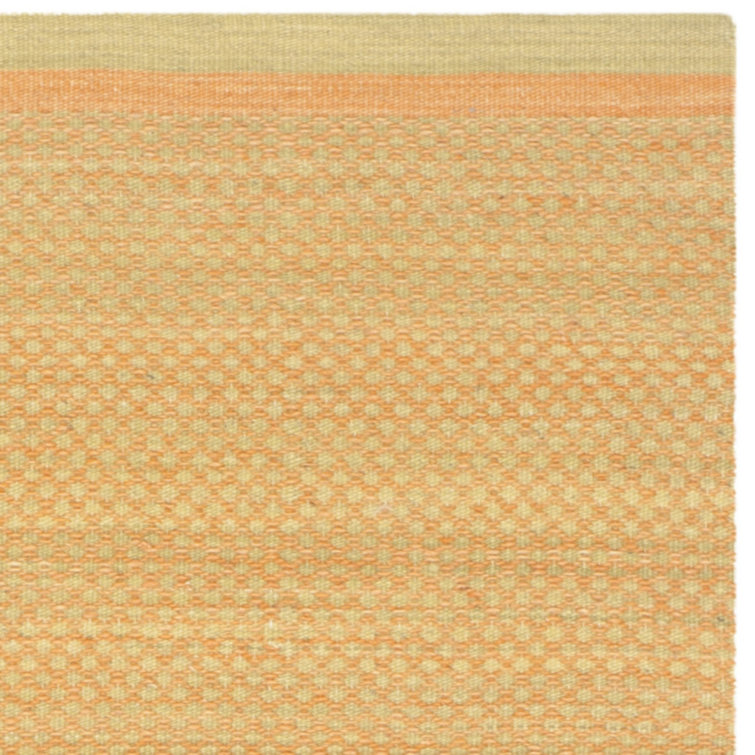 Handmade Orange and Lime Wool Flat Woven Rug, 4' x 6'