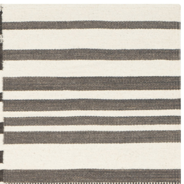 Handwoven Dark Brown and Ivory Wool Flatweave Rug, 9' x 12'