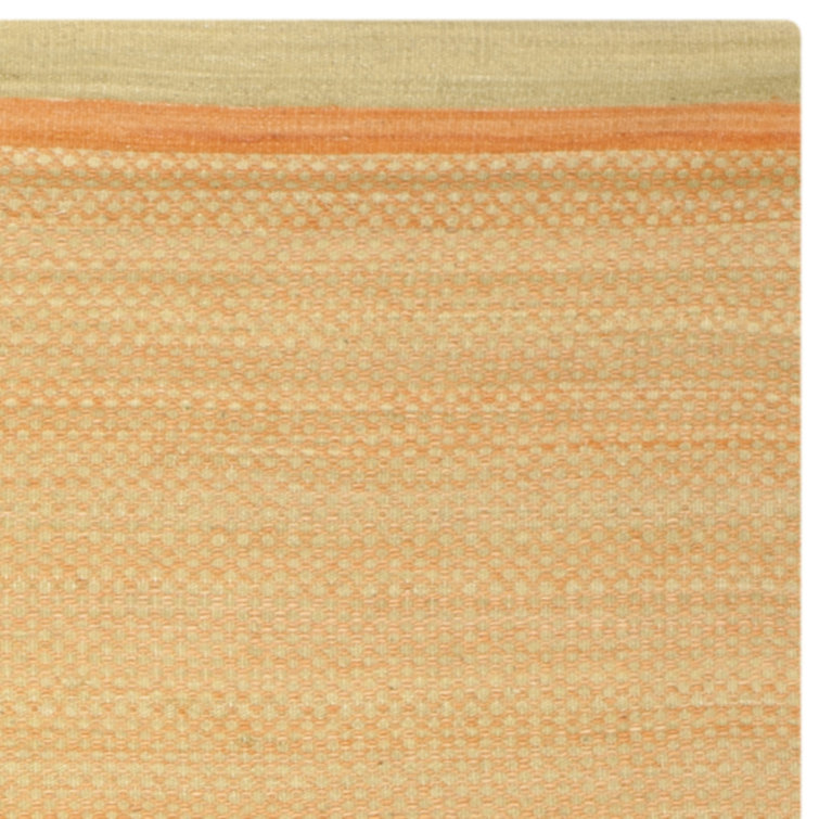 Handmade Orange and Lime Wool Flat Woven Rug, 4' x 6'