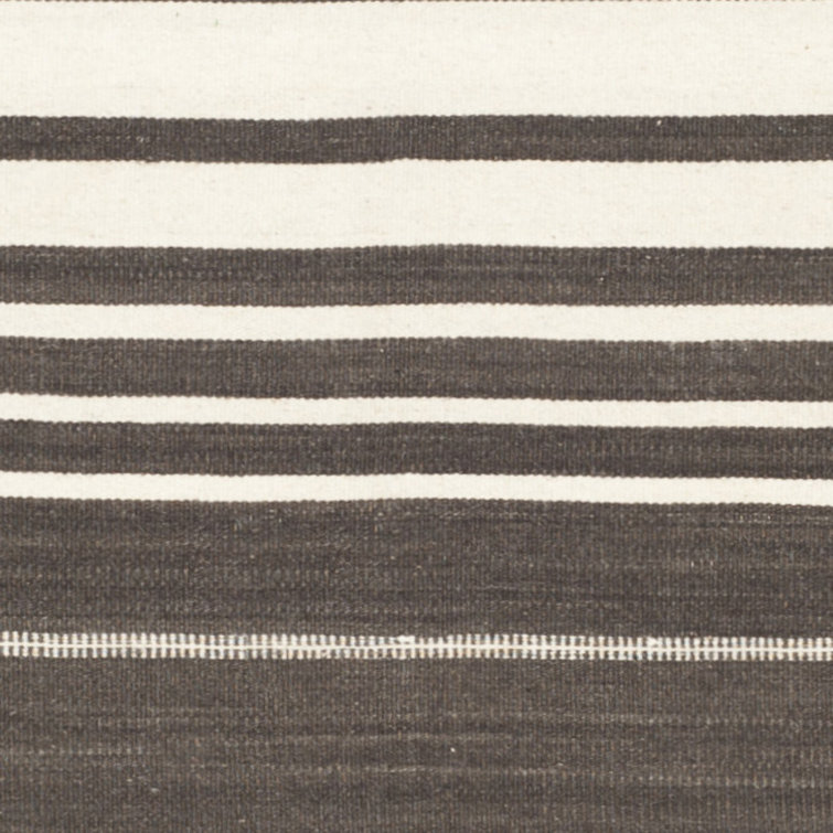 Handwoven Dark Brown and Ivory Wool Flatweave Rug, 9' x 12'