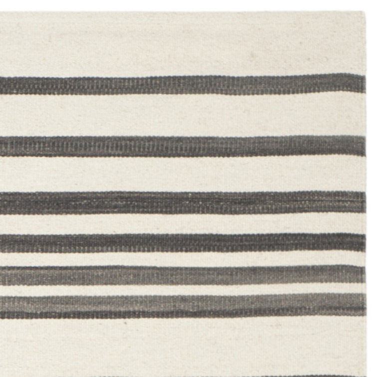 Handwoven Dark Brown and Ivory Wool Flatweave Rug, 9' x 12'