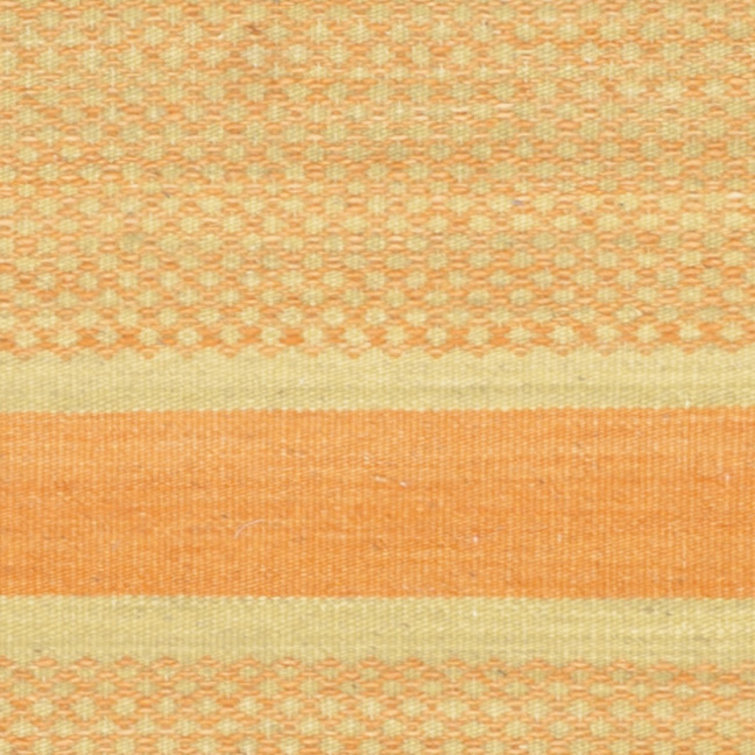 Handmade Orange and Lime Wool Flat Woven Rug, 4' x 6'