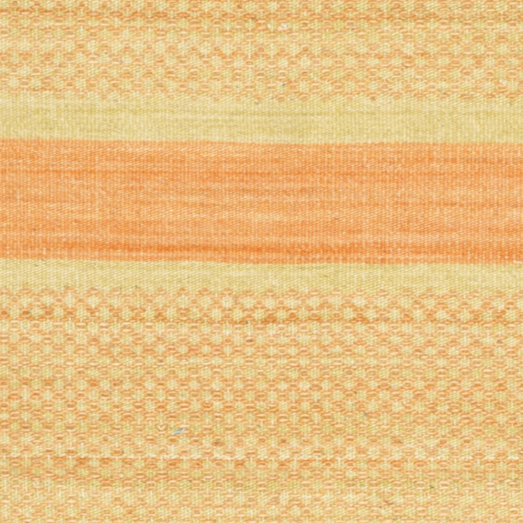 Handmade Orange and Lime Wool Flat Woven Rug, 4' x 6'