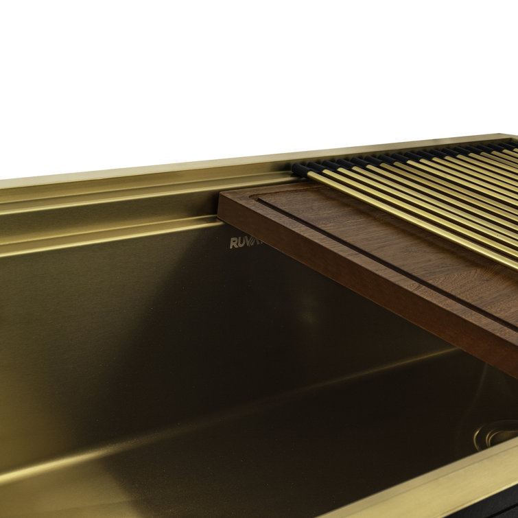 Ruvati 45-Inch Matte Gold Stainless Steel Workstation Kitchen Sink