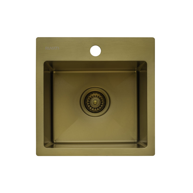 Ruvati 15" Matte Gold Stainless Steel Drop-In Bar Sink