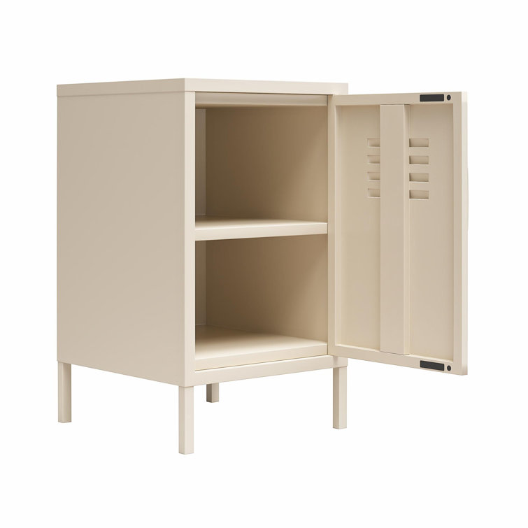 Parchment Metal Locker Style End Table with Storage