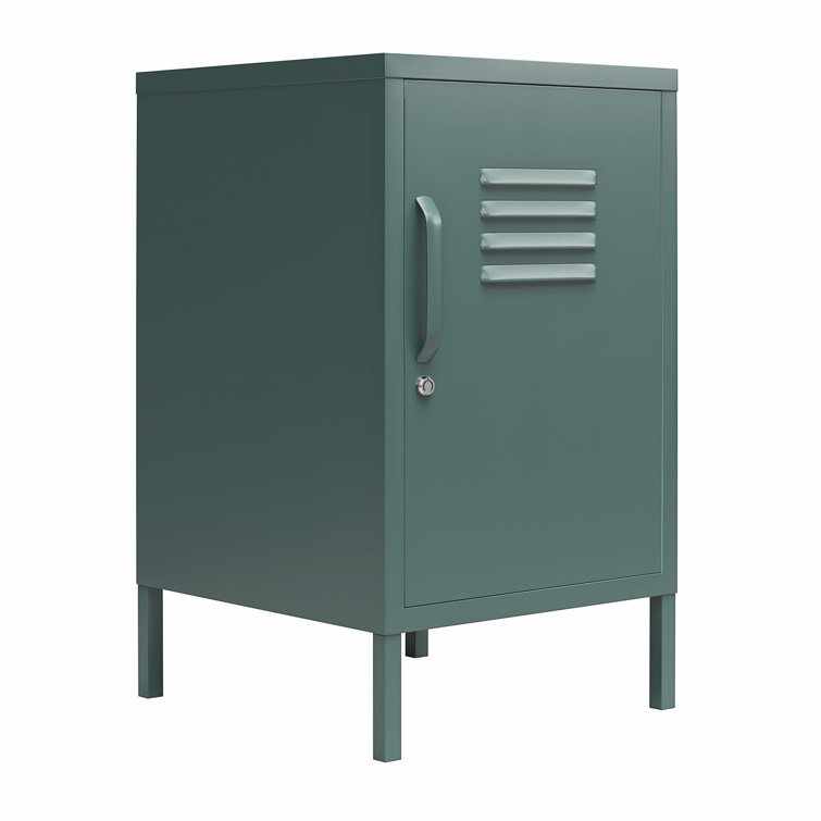 Hunter Green Metal Locker Style End Table with Storage