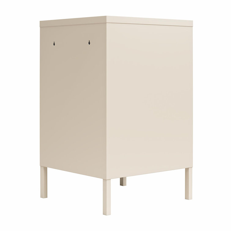 Parchment Metal Locker Style End Table with Storage
