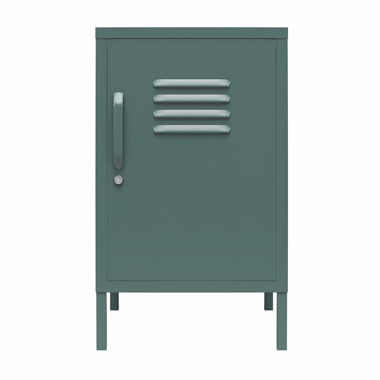 Hunter Green Metal Locker Style End Table with Storage