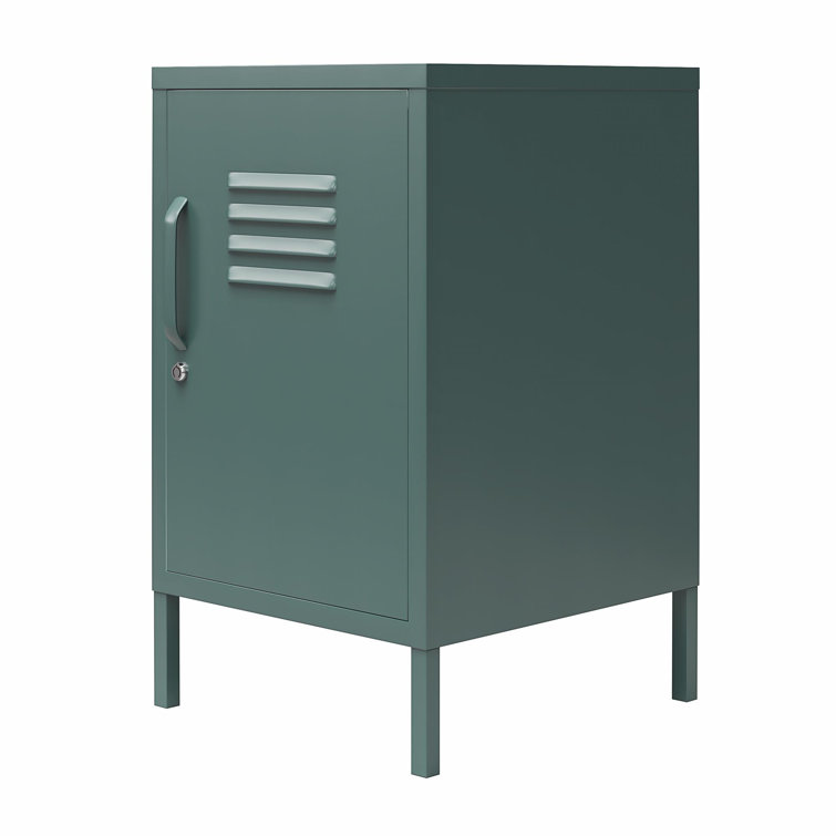 Hunter Green Metal Locker Style End Table with Storage