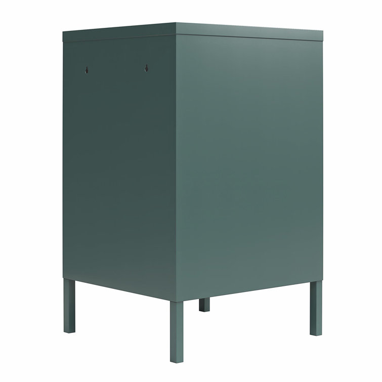 Hunter Green Metal Locker Style End Table with Storage