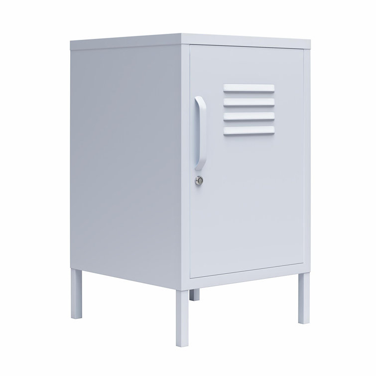 Powder Blue Metal Locker End Table with Storage