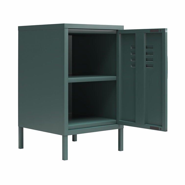 Hunter Green Metal Locker Style End Table with Storage