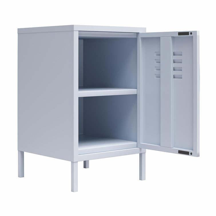Powder Blue Metal Locker End Table with Storage