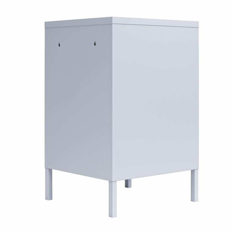 Powder Blue Metal Locker End Table with Storage