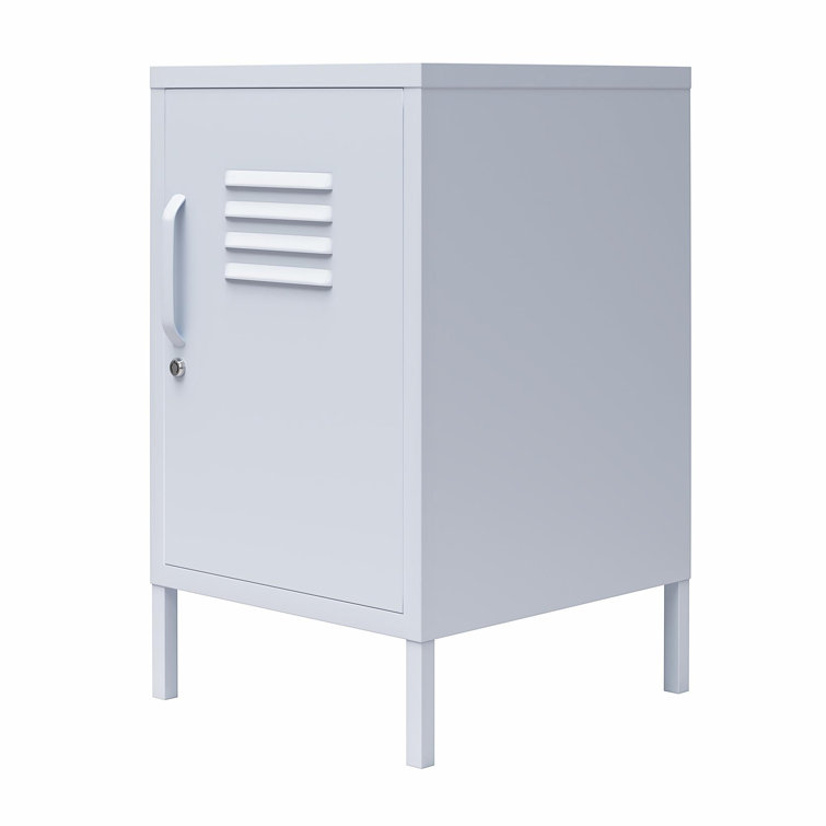 Powder Blue Metal Locker End Table with Storage