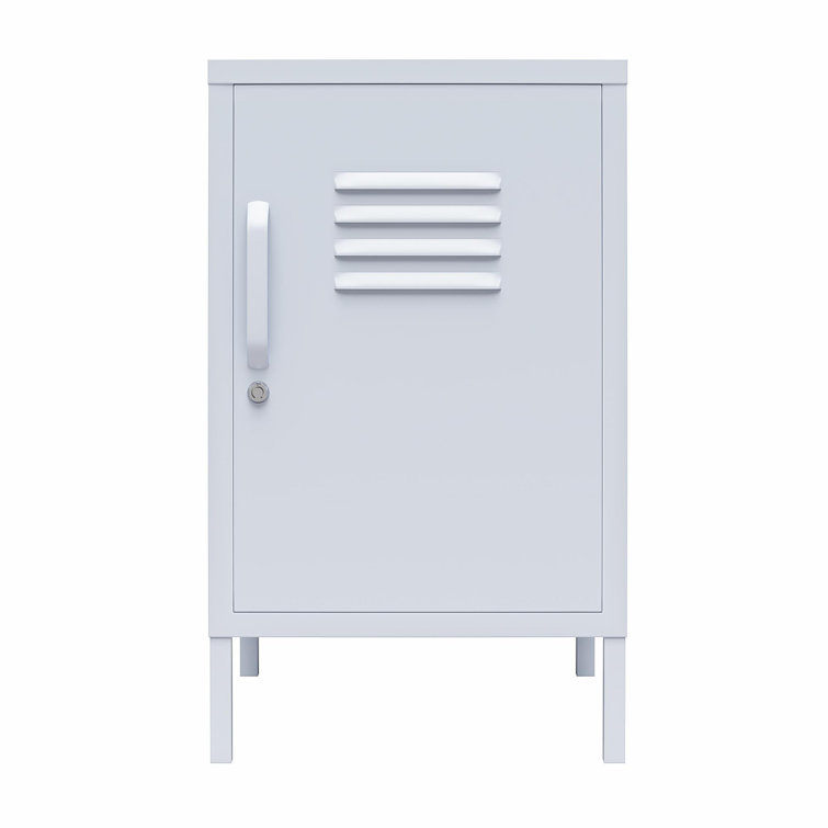 Powder Blue Metal Locker End Table with Storage