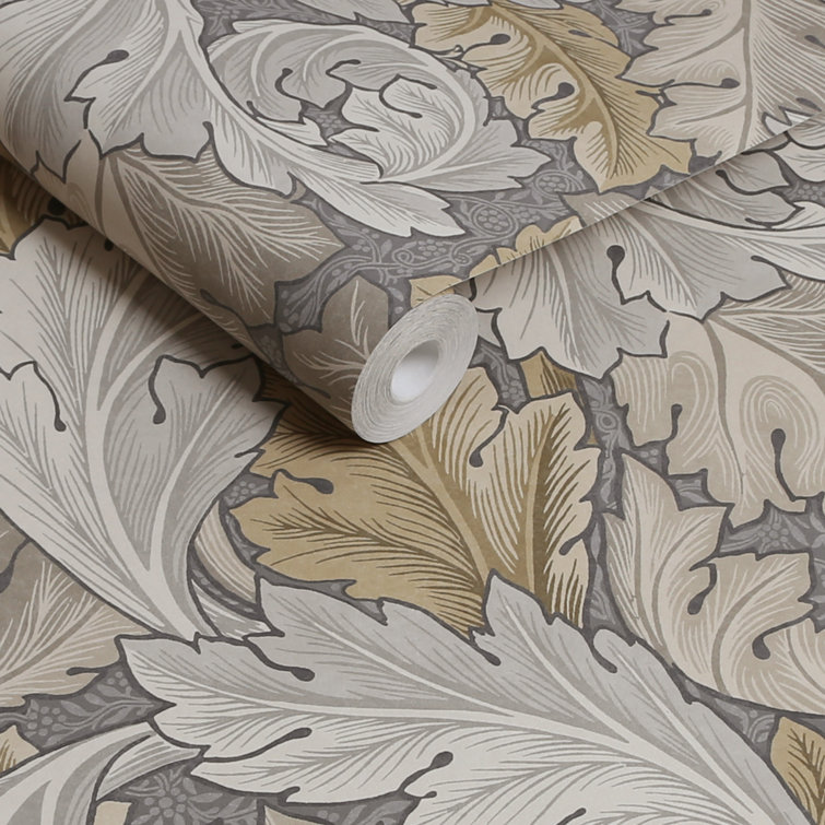 William Morris Neutral Acanthus Leaf Vinyl Wallpaper