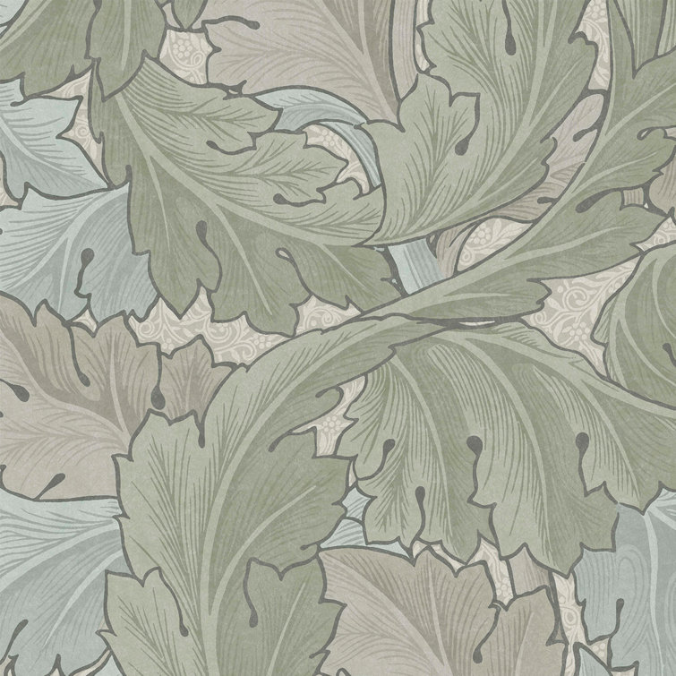 Acanthus Sage and Duck Egg Vinyl Wallpaper Double Roll