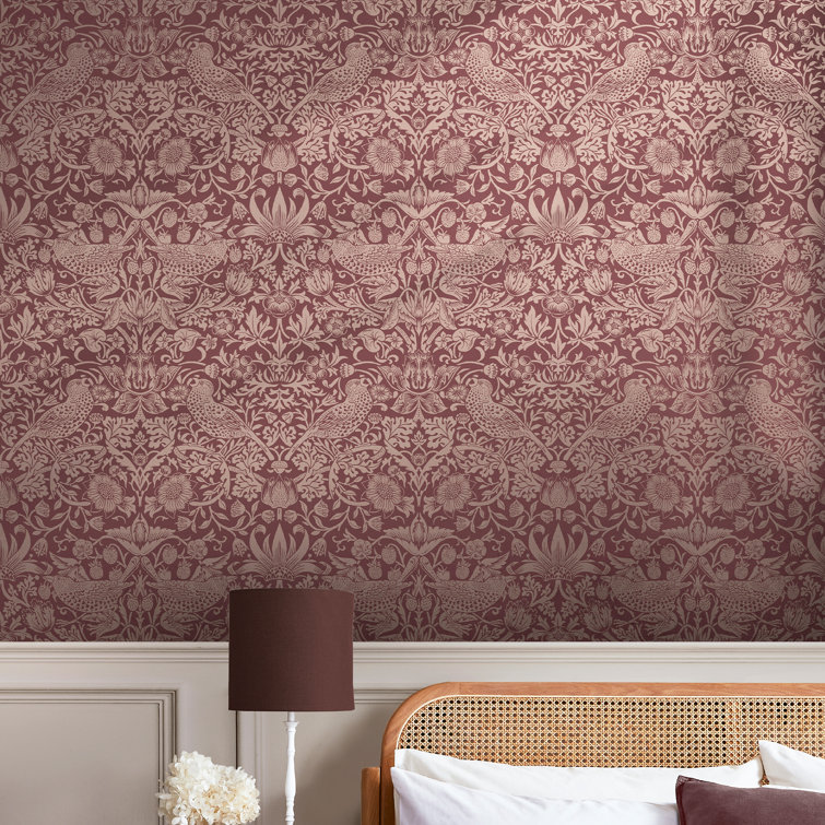William Morris Charcoal Floral Vinyl Wallpaper Double Roll