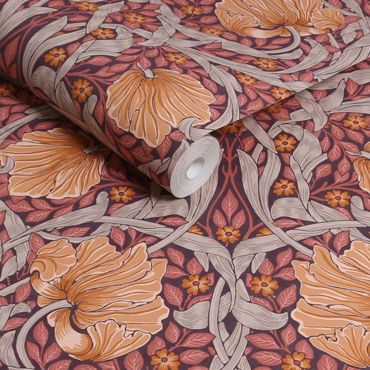 Pimpernel Plum Floral Matte Vinyl Wallpaper Roll