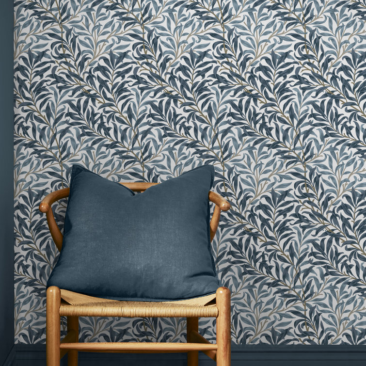 Deep Blue Willow Bough Floral Vinyl Wallpaper