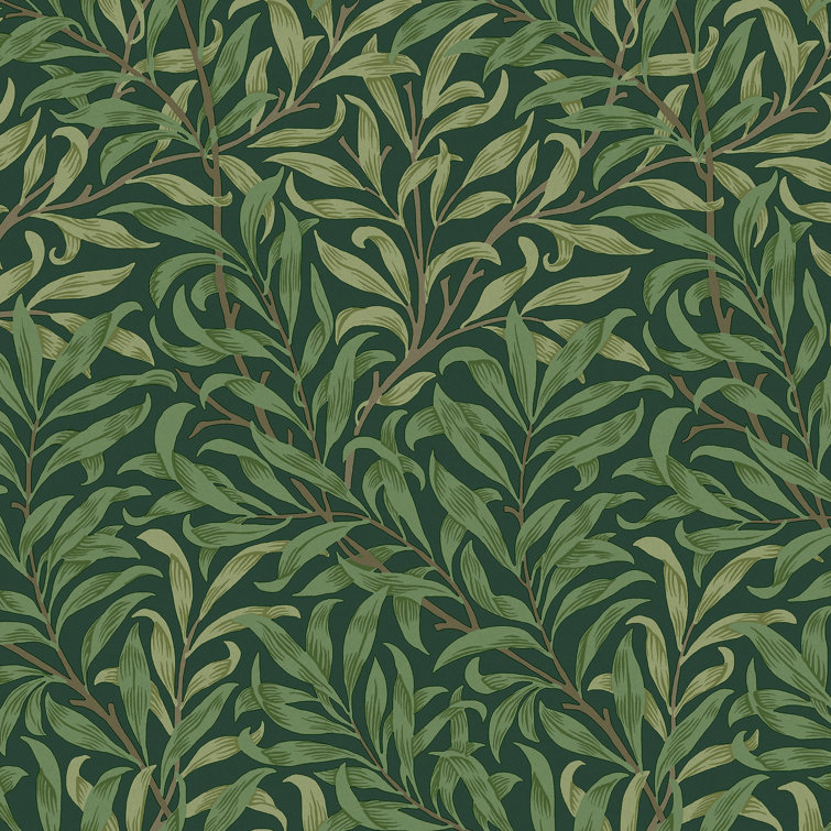 William Morris Deep Green Willow Bough Vinyl Wallpaper