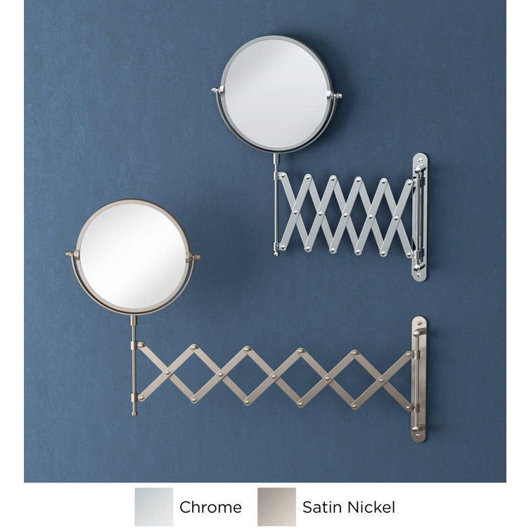 Chrome Accordion Arm Wall Mounted Magnifying Mirror
