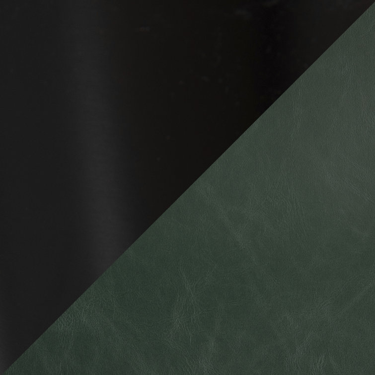 5-Piece Black Metal and Green Faux Leather Dining Set with Glass Top