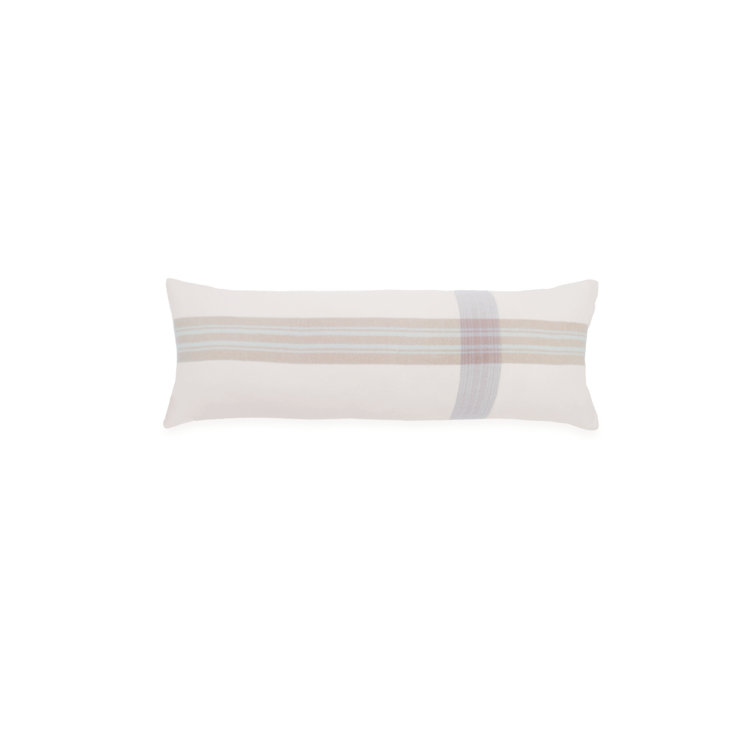 White Cotton Plaid Rectangular Lumbar Pillow