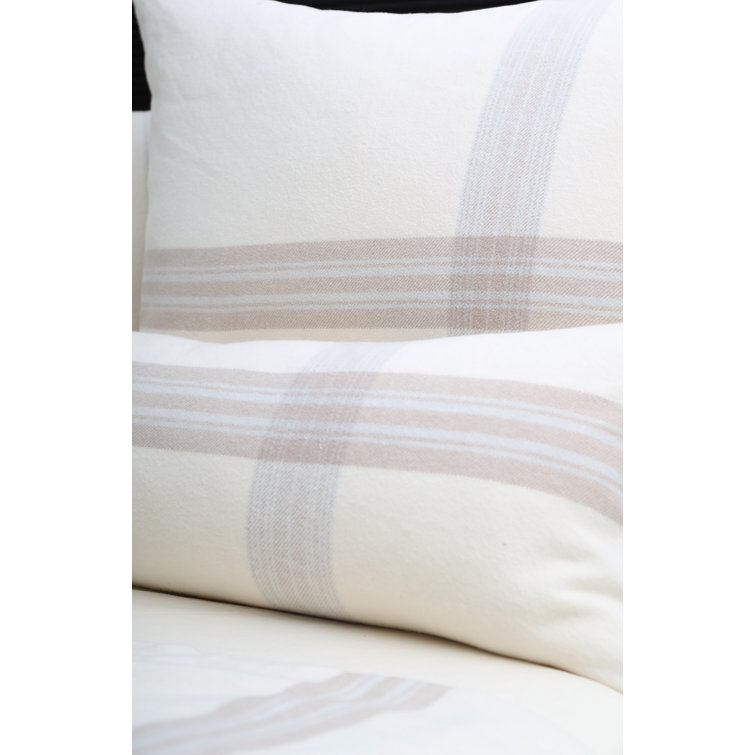 White Cotton Plaid Rectangular Lumbar Pillow