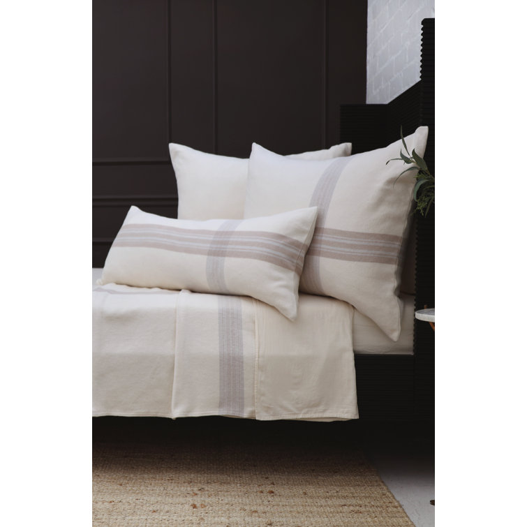 White Cotton Plaid Rectangular Lumbar Pillow