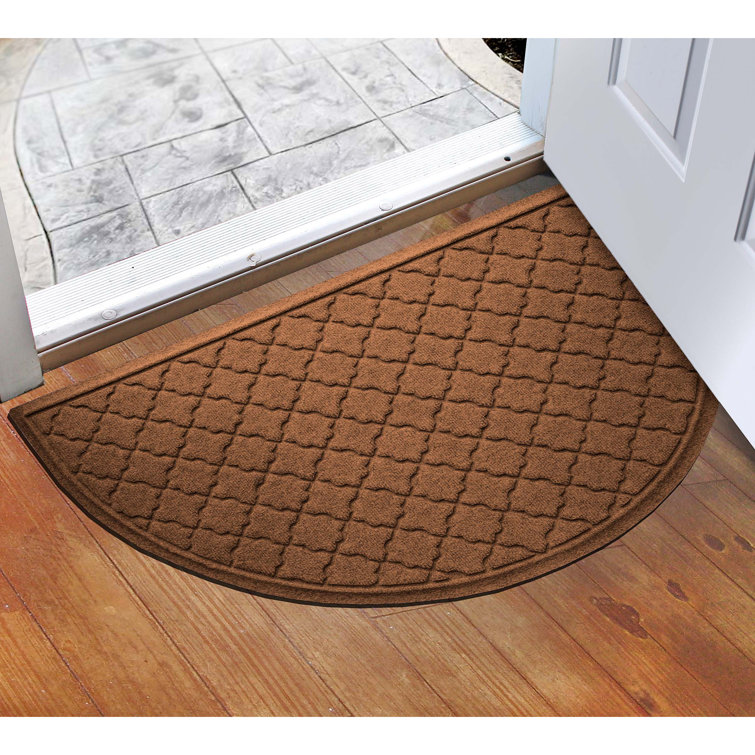 Dark Brown Polyester Half Round Indoor Outdoor Doormat