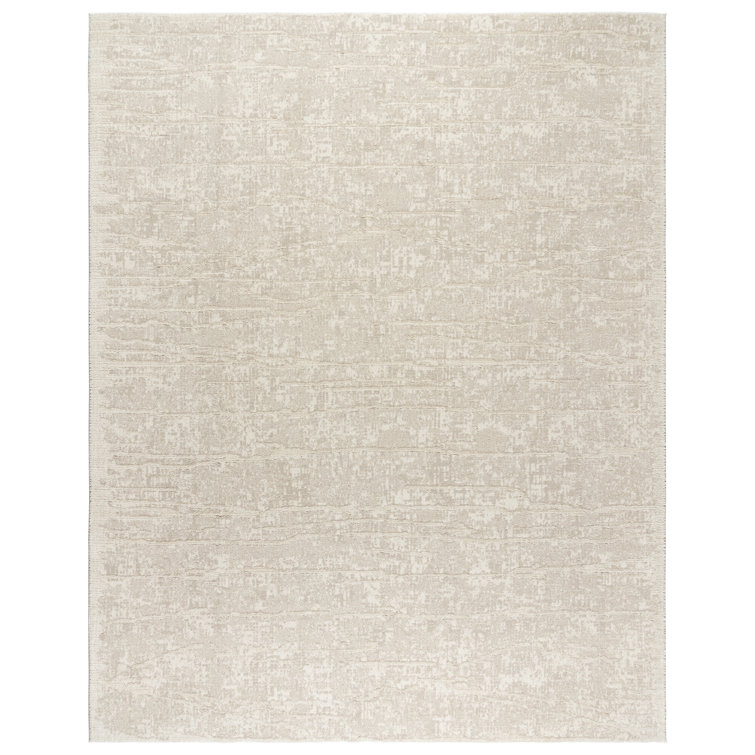 Cream Tufted Rectangular 5' x 7' Synthetic Shag Area Rug
