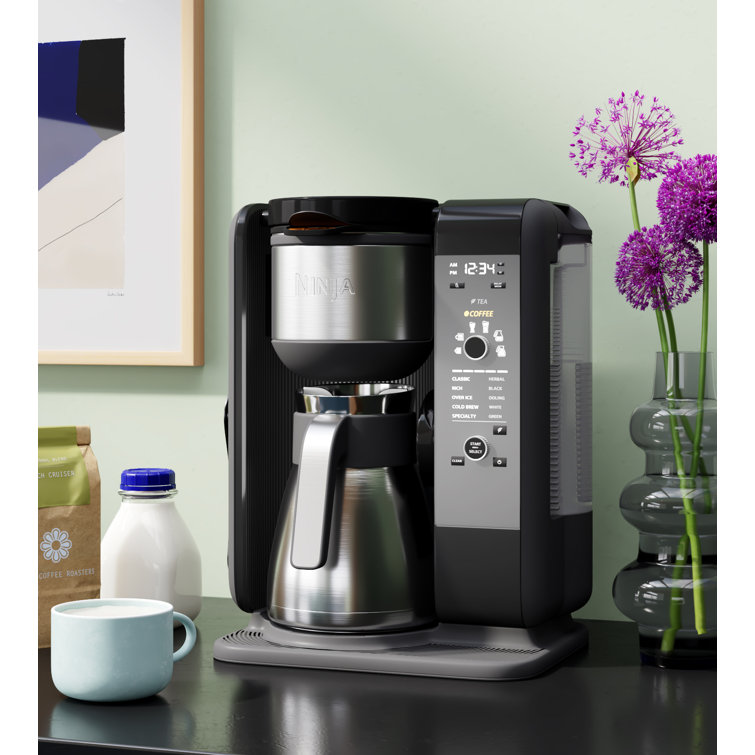 10-Cup Stainless & Black Coffee and Tea Brewing System with Thermal Carafe